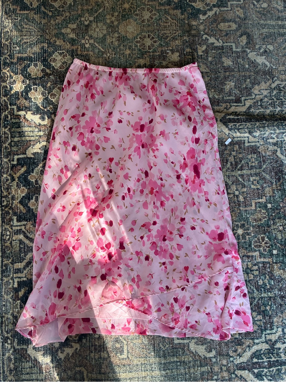 Pink Floral Midi Skirt